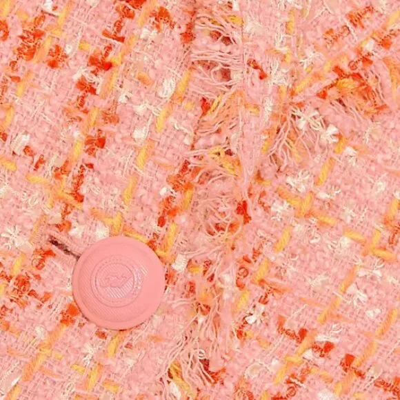 Cinq à Sept 'Khloe' Fringe-Trim Lucie Boucle Blazer, Pink Poppy Multi - Picture 5 of 5